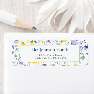 Étiquette Mariage Fleur sauvage Aquarelle Adresse de retour