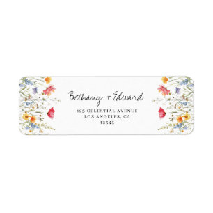 Étiquette Mariage Fleur sauvage aquarelle Adresse de retour
