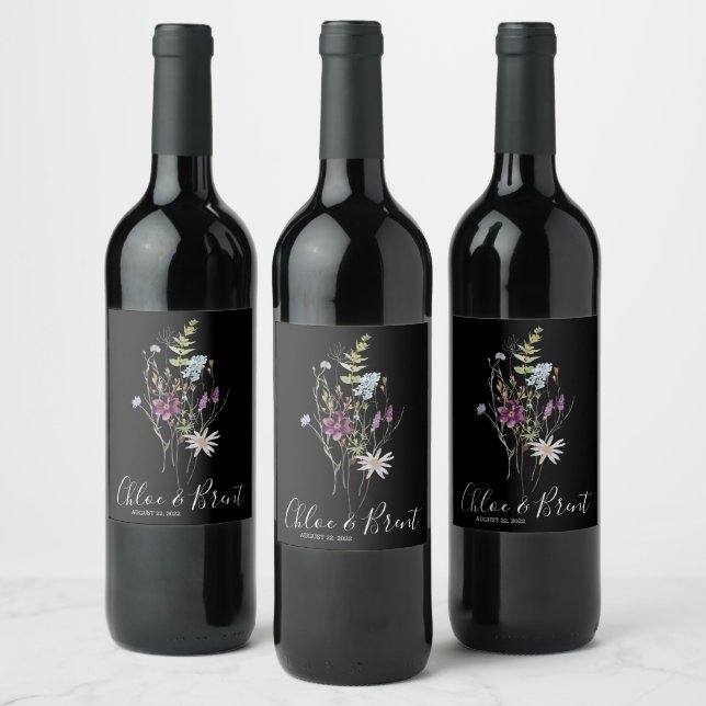 Étiquette Mariage  fleur sauvage bouteille de vin (Bouteilles)