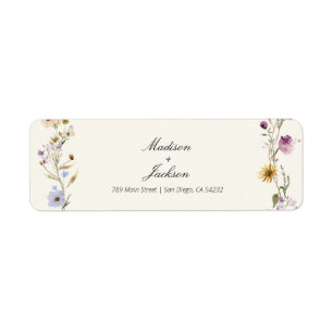Étiquette Mariage Fleur sauvage de Bohême Adresse de retour