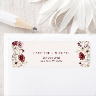 Étiquette Mariage Fleur sauvage de Bourgogne Adresse de reto