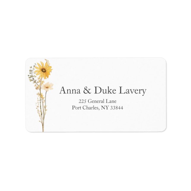 Étiquette Mariage Fleur sauvage jaune (Devant)
