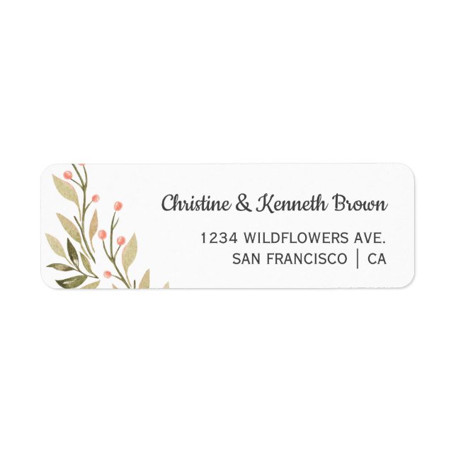 Étiquette Mariage fleur sauvage rose frais personnalisé (Devant)