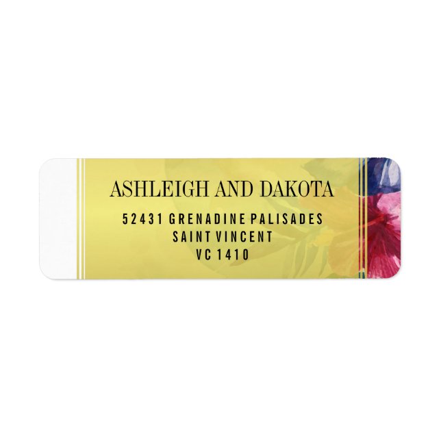 Étiquette Mariage | Fleurs d'aquarelle tropicale (Devant)