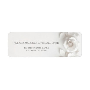 Étiquette Mariage Fleurs Roses 3D Blanches