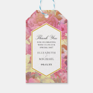 Étiquette Mariage Fleurs roses Favor Merci