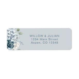 Étiquette Mariage Floral bleu bleu moderne Adresse de retour