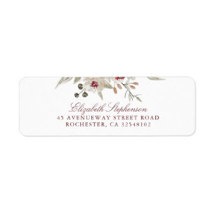 Étiquette Mariage floral de Bourgogne et d'Ivoire