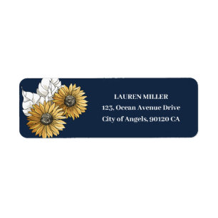 Étiquette Mariage Floral de Printemps au Tournesol Jaune Ble
