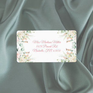 Étiquette Mariage Floral Elegant Rose Chic Date Nom Adresse