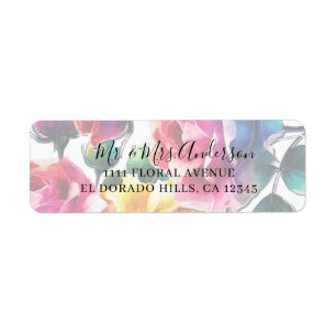 Étiquette Mariage Floral Fleuriste Couleurs Vibrantes Roses 