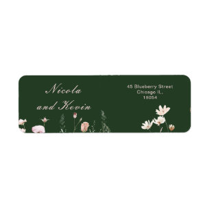 Étiquette Mariage floral rose rose rose fleur sauvage