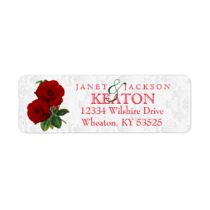 Étiquette Mariage floral Rose rouge profonde