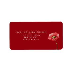 Étiquette Mariage floral simple cramoisi rouge