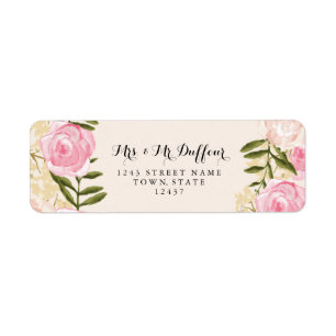 Étiquette Mariage floral Vintage moderne