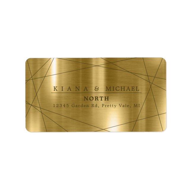 Étiquette Mariage géométrique métallique Gold ID648 (Devant)