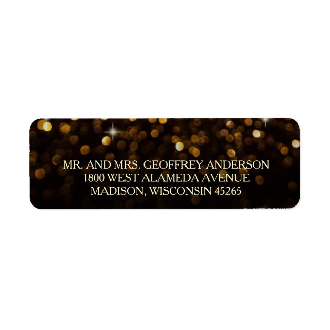 Étiquette Mariage Gold Black Hollywood Glitz (Devant)