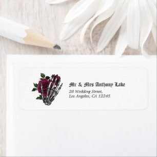 Étiquette Mariage gothique du squelette floral de Bourgogne