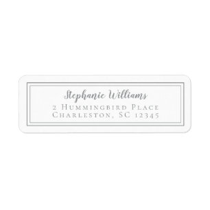 Étiquette Mariage Gris Blanc RSVP Moderne Simple Chic