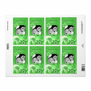 Étiquette Mariage Hibiscus vert Grosse photo Favoriser le Ét