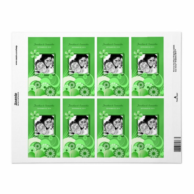 Étiquette Mariage Hibiscus vert Grosse photo Favoriser le Ét (Feuille entière)