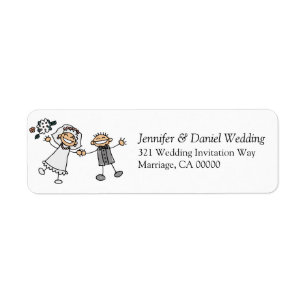 Étiquette Mariage Invite Enveloppes Simple Cute Bride Groom