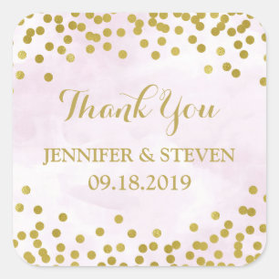 Étiquette Mariage Lavender Watercolor Gold Confett
