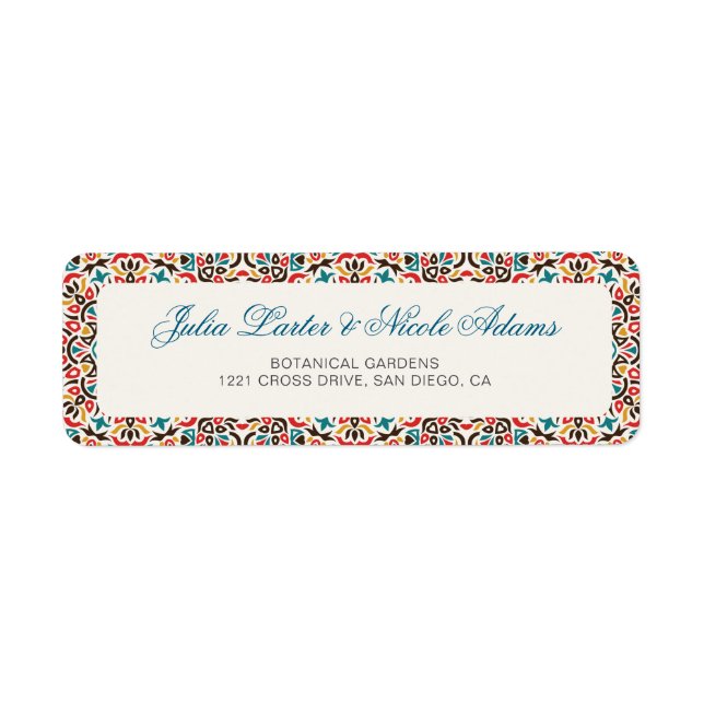 Étiquette Mariage Mandala Géométrique à Treillis Marocain (Devant)