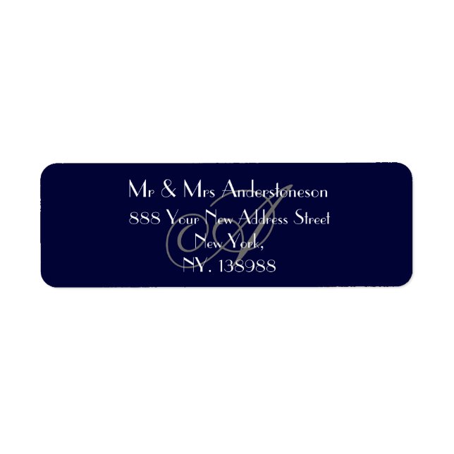 Étiquette Mariage Marine Blue Monogram RSVP Adresse de retou (Devant)