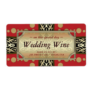 Étiquette Mariage médiéval moderne Red Gold WineLabels
