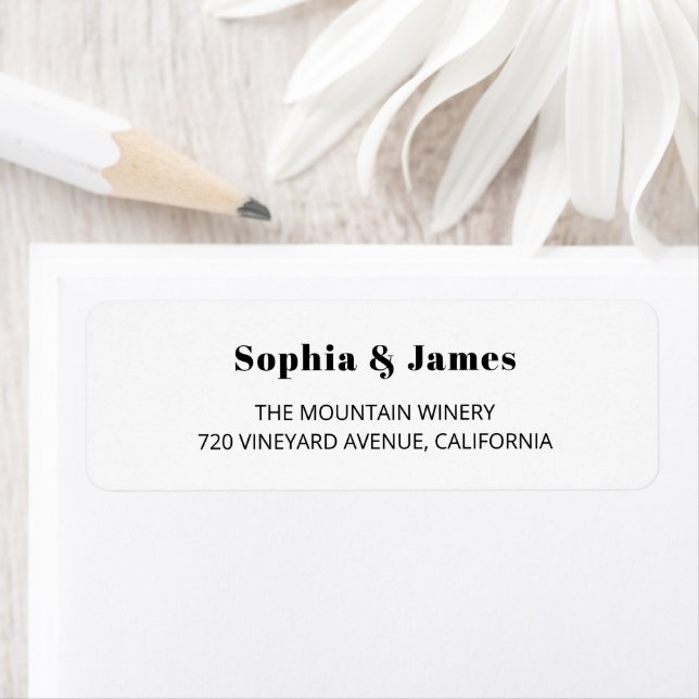 Étiquette Mariage minimaliste blanc (En situation)