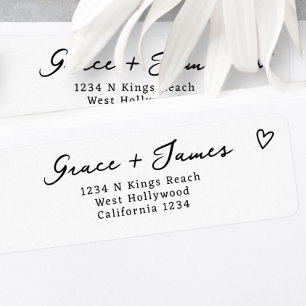Étiquette Mariage minimaliste moderne noir et blanc