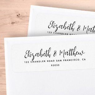 Étiquette Mariage Modern Simple Noir & Blanc Adresse de reto