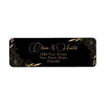 Mariage moderne Black and Gold Floral