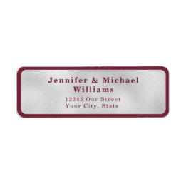 Étiquette Mariage Moderne Burgundy Profond Gris Argent