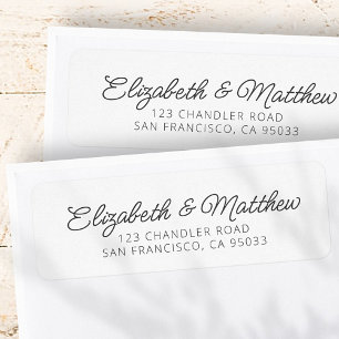 Étiquette Mariage Moderne Élégant Chic Script Retourner Adre