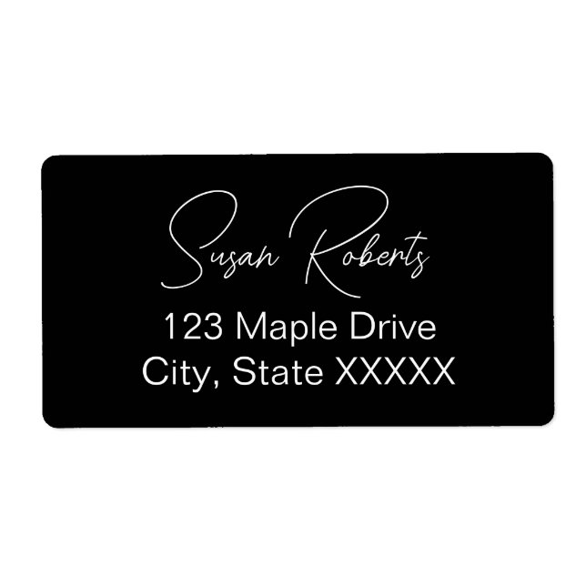 Étiquette Mariage Moderne Noir & Blanc (Devant)