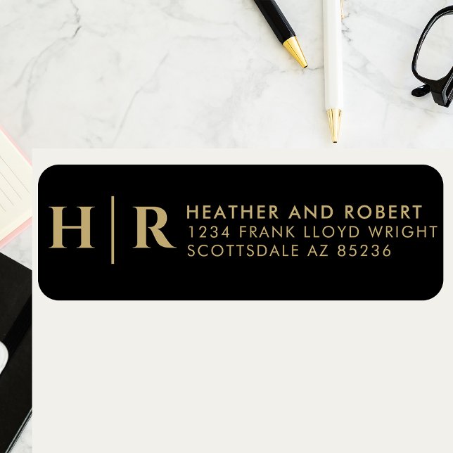 Étiquette Mariage Monogram Mariée et Groom Adresse de retour (Créateur téléchargé)