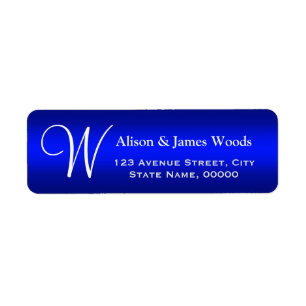 Étiquette Mariage Monogrammé avec Dégradé Bleu Classique