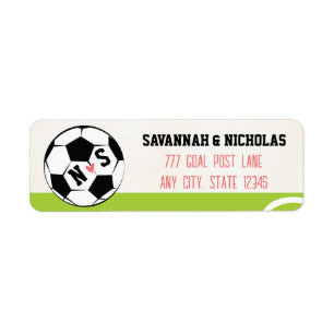 Étiquette Mariage Monogramme de balle de football