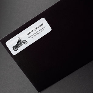 Étiquette Mariage Motorcycle moderne Adresse de retour
