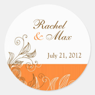 Étiquette Mariage orange et Brown
