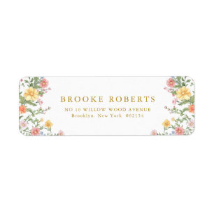 Étiquette Mariage Orné de Pastel Doux Jardin de Printemps en