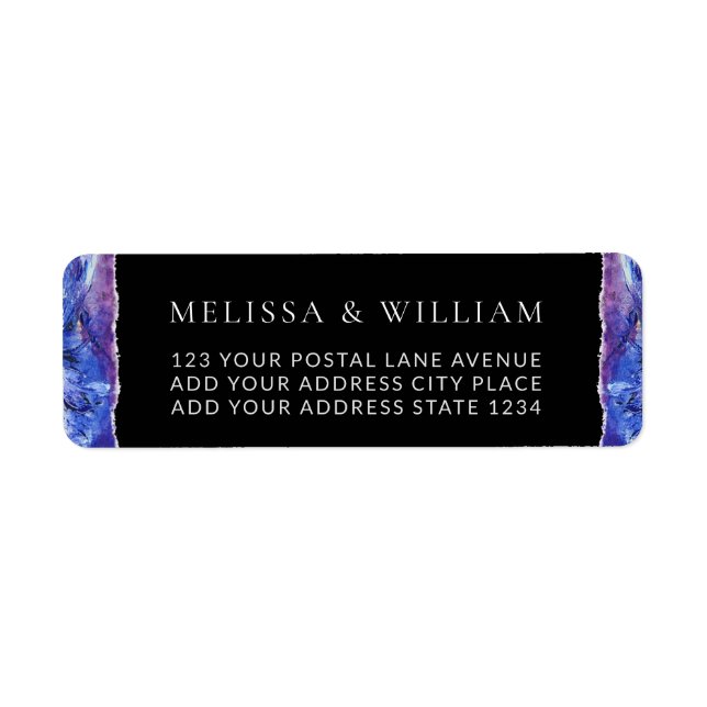 Étiquette Mariage Peint noir Adresse de retour (Devant)