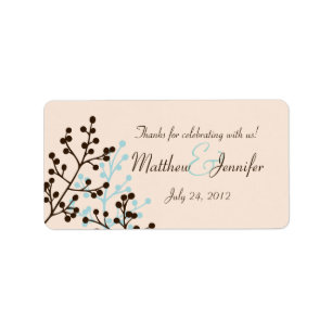 Étiquette Mariage personnalisé Brown et bleu Favoriser les a