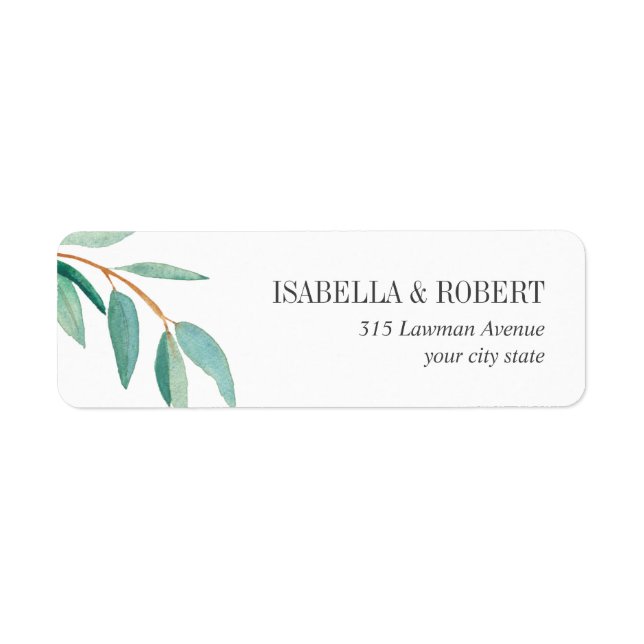 Étiquette Mariage  personnalisé des feuilles de l'Eucalyptus (Devant)