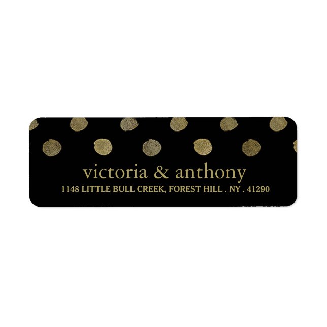 Étiquette Mariage Pois moderne Black & Gold (Devant)