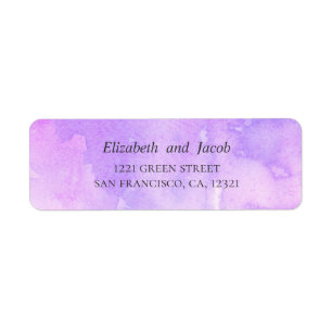 Étiquette Mariage pourpre aquarelle. Adresse simple du lavan