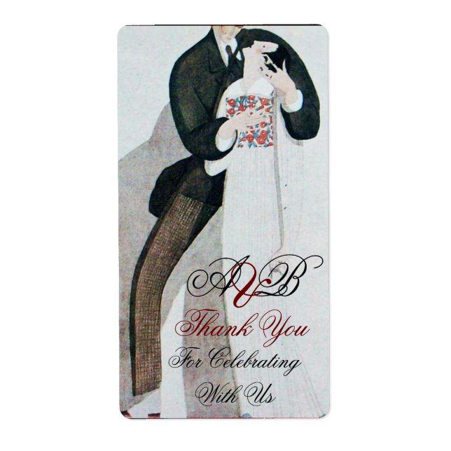 Étiquette MARIAGE ROMANTIQUE ET GROOM MARIAGE Merci (Devant)