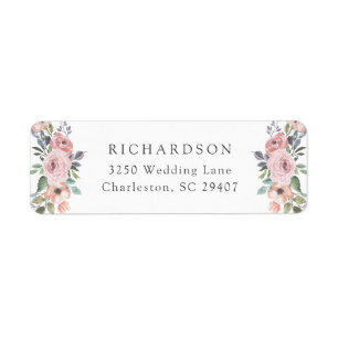 Étiquette Mariage romantique subtil des roses d'aquarelle